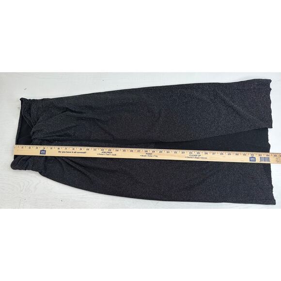 AllSaints Sami Metallic Hi Low Midi Skirt Black Twist Waist Holidays Party 0 - Picture 7 of 10